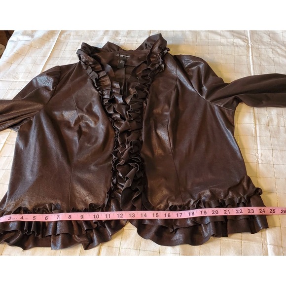 inc international concepts Ruffle Bronze Brown Open Light Jacket Plus Sz 3XL - Picture 8 of 9